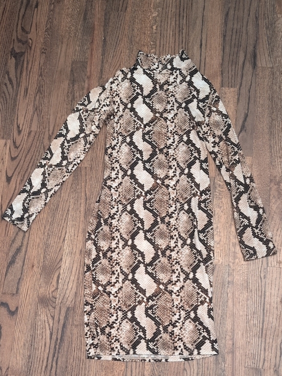 Leith Dresses & Skirts - Leith Snake-Print Midi Dress in Brown Black Cream